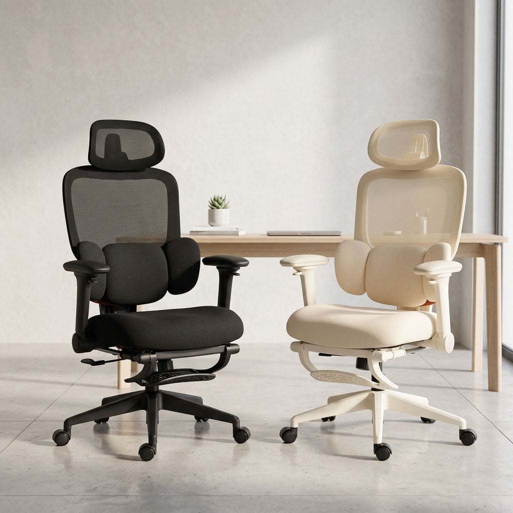 Scaune ergonomice SYYT 9523 negru și crem pentru birou